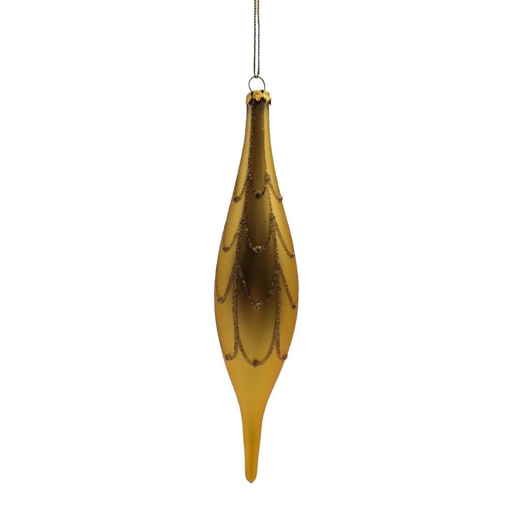 Gold with‎ Glitter Finial Ornament